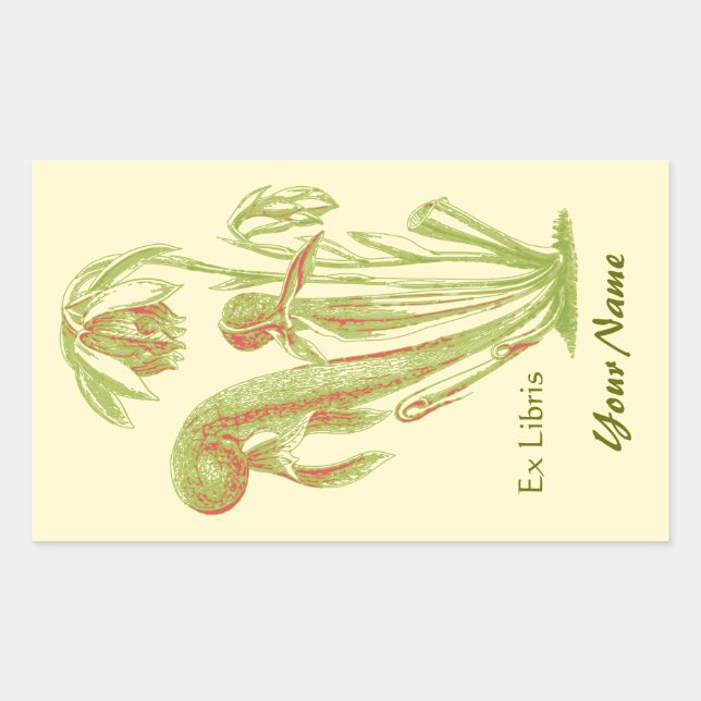 Ex Libris Stickers Plate de livre Floral (Devant)