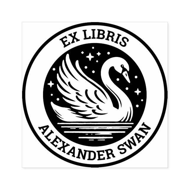 Ex Libris - Swan Gummistempel (Prägung)