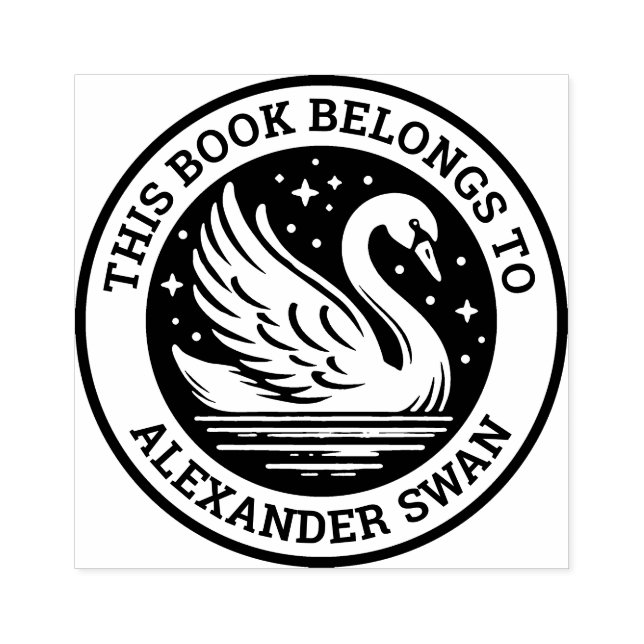 Ex Libris - Swan Gummistempel (Prägung)