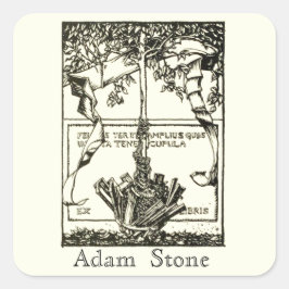 Ex Libris Tree mit Ribbon-Aufkleber Quadratischer Aufkleber