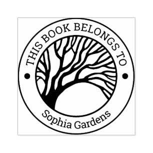 Ex Libris - überhängender Baum Gummistempel