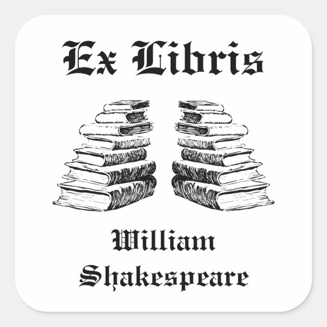 Ex Libris Vintag Books Custom Buchzeichen Quadratischer Aufkleber (Vorderseite)