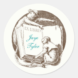 Ex Libris Vintage Affen Buchzeichen Runder Aufkleber