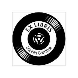Ex Libris Vinyl Record Gummistempel