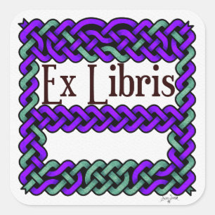 Ex Libris violette keltische Knoten Buchzeichen Quadratischer Aufkleber