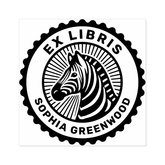Ex Libris - Zebra Gummistempel (Prägung)