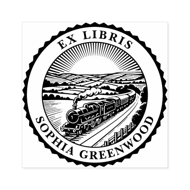 Ex Libris - Züge in den ländlichen Raum Gummistempel (Prägung)