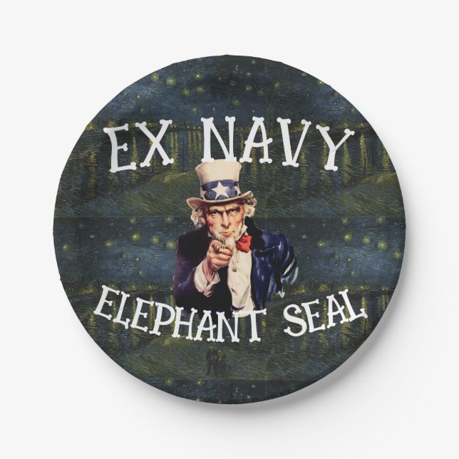 Ex Navy Elephant Siegel Pappteller (Vorderseite)