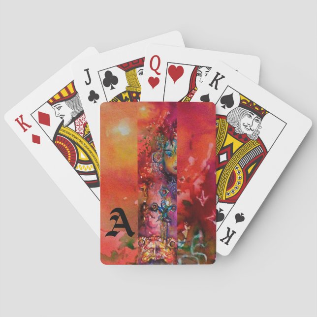 EXCALIBUR Arthurian Legends Fantasy Monogram Red Spielkarten (Rückseite)
