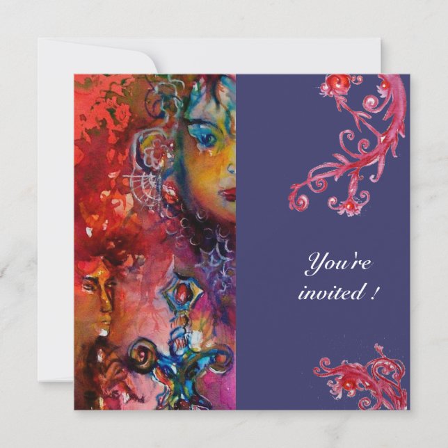 EXCALIBUR, hell rot, lila Einladung (Vorderseite)