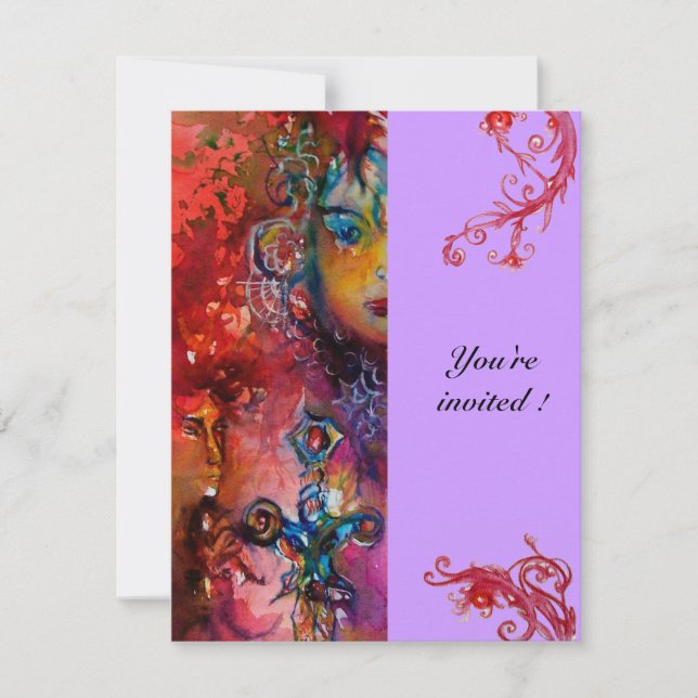 EXCALIBUR, hell rot, lila Einladung (Vorderseite)