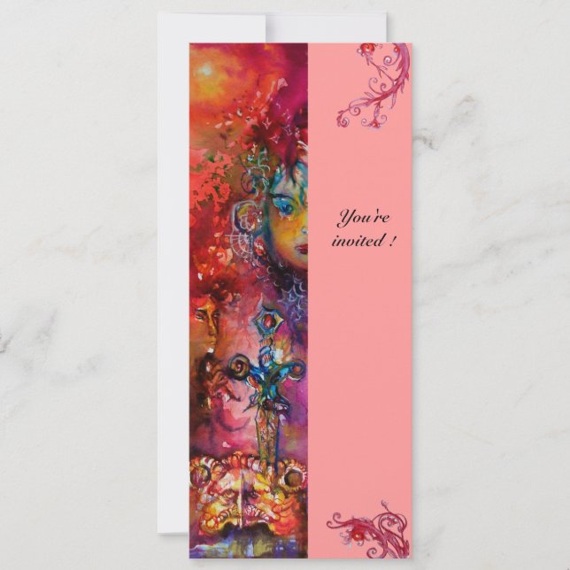 EXCALIBUR, hell rot, rosa Einladung (Vorderseite)