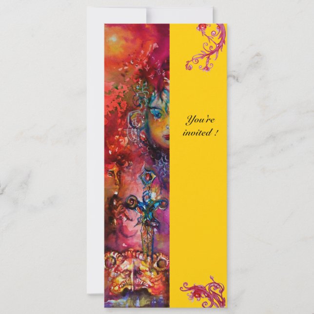 EXCALIBUR, hell rot, rosa gelb Einladung (Vorderseite)