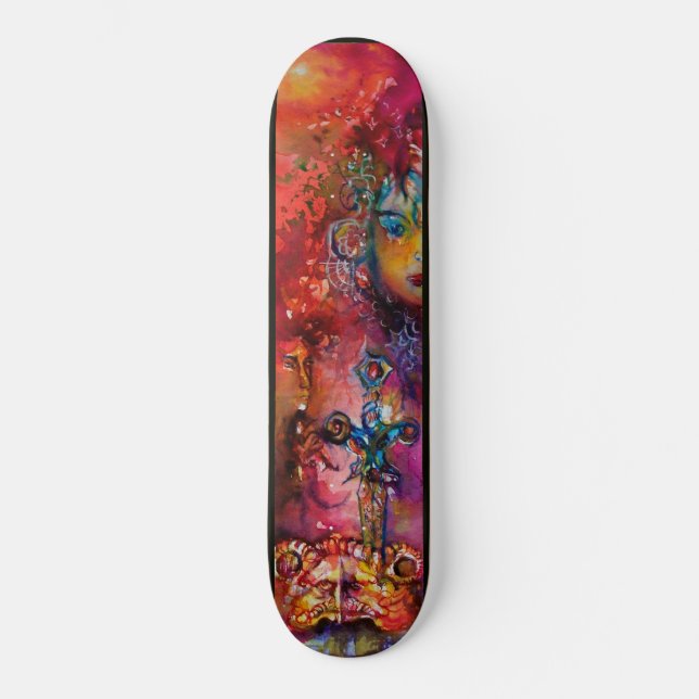 EXCALIBUR Magic Sword Arthurian Legends Red Skateboard (Vorderseite)