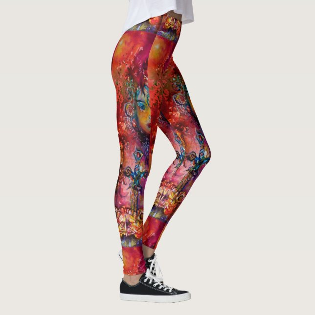 EXCALIBUR, Magisches Schwert Rot Lila Schwarze Fan Leggings (Rechts)