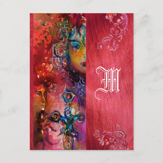 EXCALIBUR QUEEN DER MAGIC SWORD Fantasy Monogram Postkarte (Vorderseite)