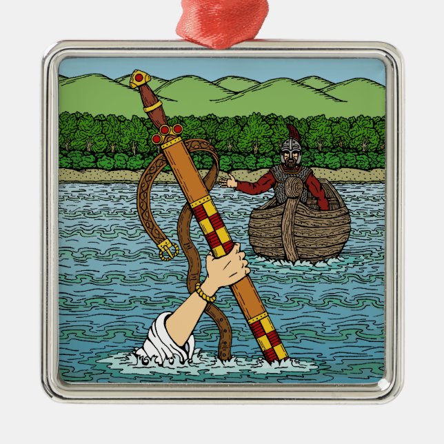 Excalibur und Arthur Silbernes Ornament (Vorne)