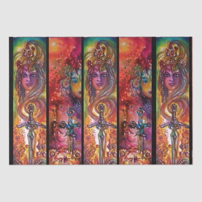 EXCALIBUR UND DURENDAL Magic Schwerter Aquarell Seidenpapier (Vorderseite)