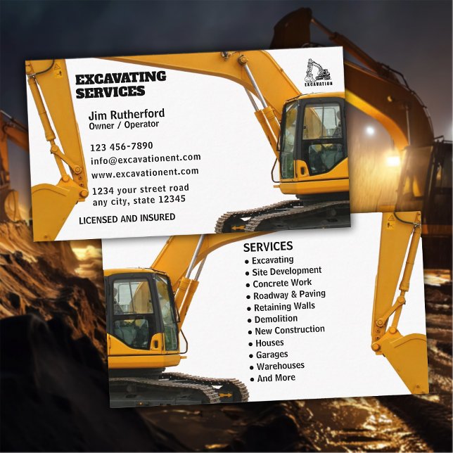 Excavation Services Business Visitenkarte (Von Creator hochgeladen)