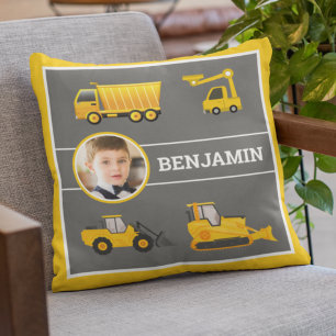 Excavator Dump Truck Construction Photo Kids Room Kissen