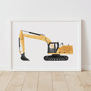 Excavatrice jaune décoration de chambre d'enfants 