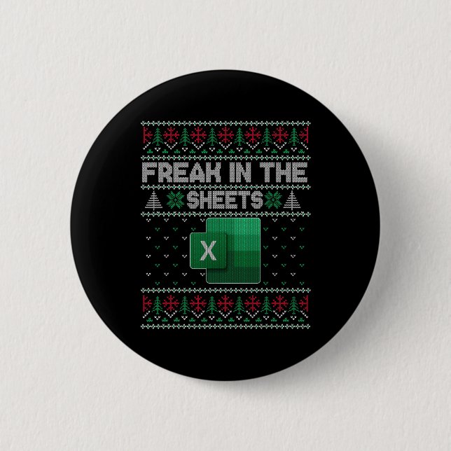 Excel-Freak in den Tabellen hässlicher Pullover Button (Vorderseite)