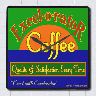 Excel-o-rator Café Horloge Murale Drôle Rétro