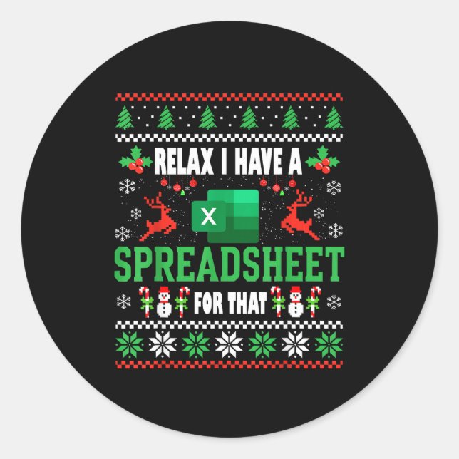 Excel Ugly Christmas Sweater I Have A Spreadsheet  Runder Aufkleber (Vorderseite)