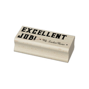 "EXCELLENT JOB!" + Name des Lehrers Rubber-Briefma Gummistempel