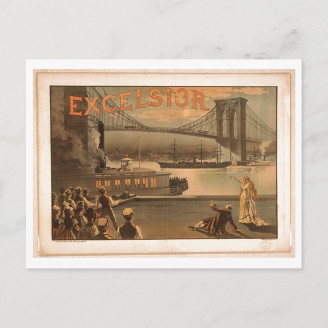 Excelsior 1883 Brooklyn Bridge New York City c1883 Postkarte (Vorderseite)