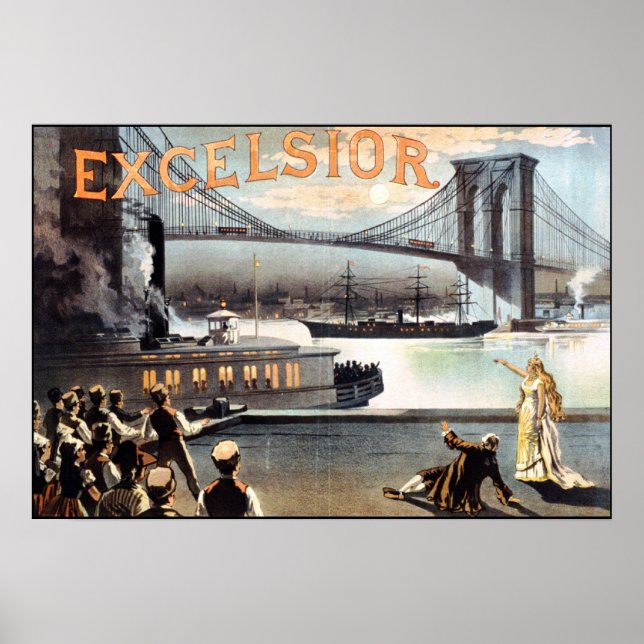 Excelsior Poster 1883 Brooklyn Bridge New York (Vorne)