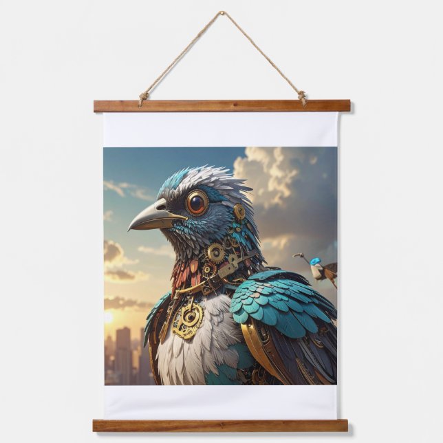 Exclusive Digital Download: Steampunk Owl Art (Hig Wandteppich Mit Holzrahmen (Vorderseite)