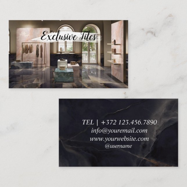 Exclusive Tiles Black Luxury  Natural Materials Visitenkarte (Vorne/Hinten)