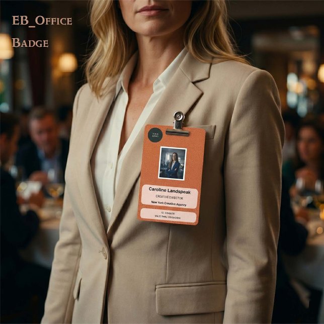 Executive Burnt Orange Leder Custom Logo ID Abzeic Ausweis (Chic Burnt Orange Leather Custom Logo Photo ID Vertical Badge. Size: 2.13” x 3.38”)