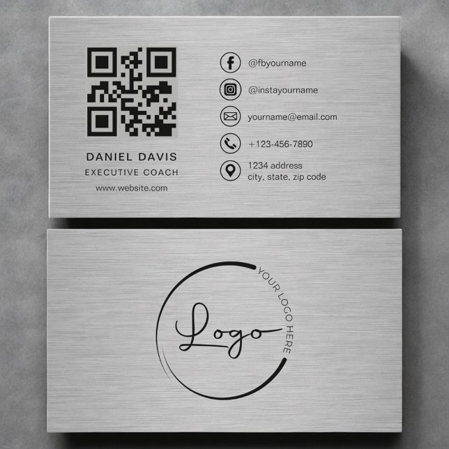 Executive Coach Metall QR Code Visitenkarte (Von Creator hochgeladen)