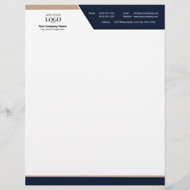 Executive Correspondence Logo Branding Modern Navy Briefbogen (Vorderseite)