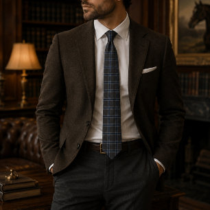Executive Heritage Plaid   Luxus Charcoal & Navy Krawatte