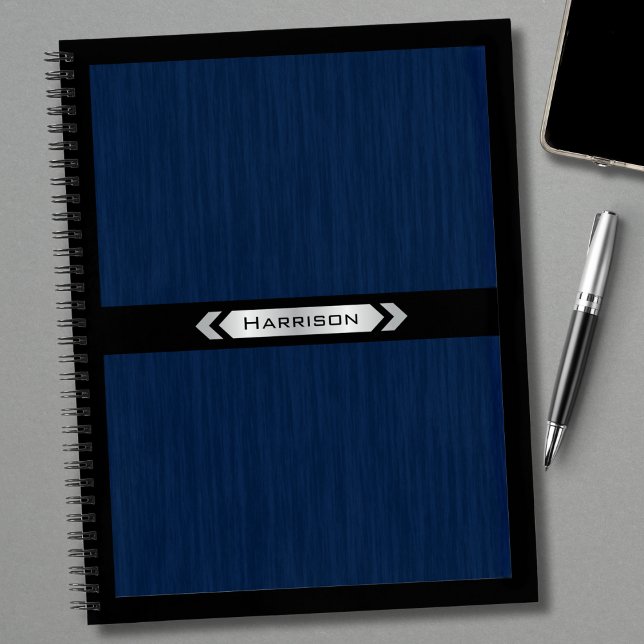 Executive Navy Blue Silver Professional Notebook Notizbuch (Sleek stationery for the focused professional Executive)