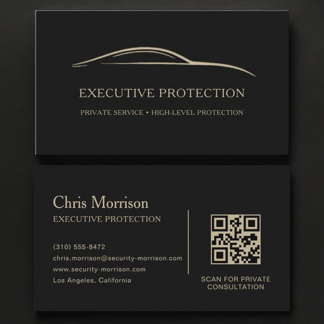 Executive Protection QR Code Black & Gold Visitenkarte (Von Creator hochgeladen)