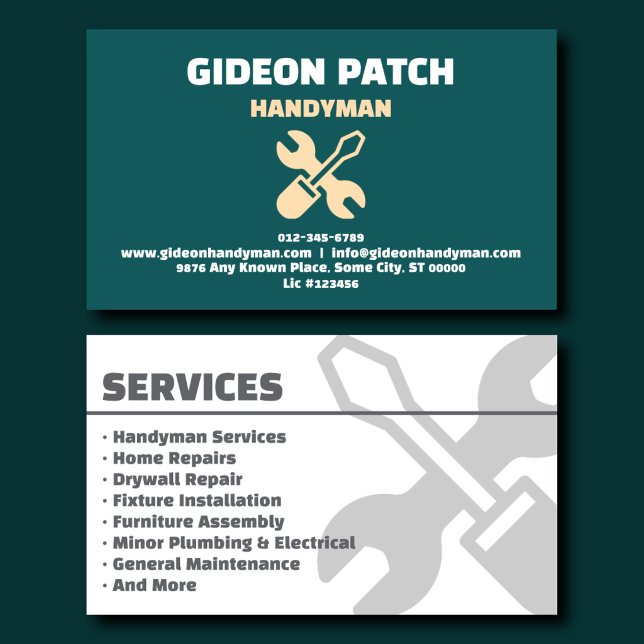 Executive Teal Handyman Services Visitenkarte (Von Creator hochgeladen)