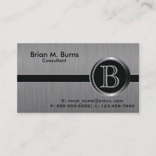 Exekutive Black Brush Stahl Monogramm Visitenkarte