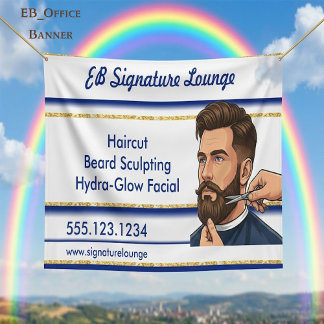 Exekutive Navy Blau & Gold Streifen Friseur Banner