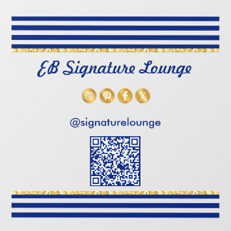 Exekutive Navy Blau Streifen & Gold QR Code Fensteraufkleber