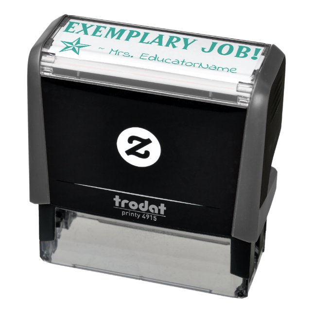 "EXEMPLARISCHE ARBEIT!" + Name des Lehrers Rubber- Permastempel (Produkt)