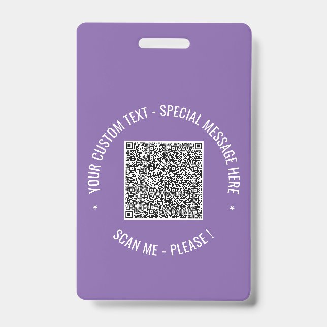 Exemple de badge de code QR avec du texte personna (Face)