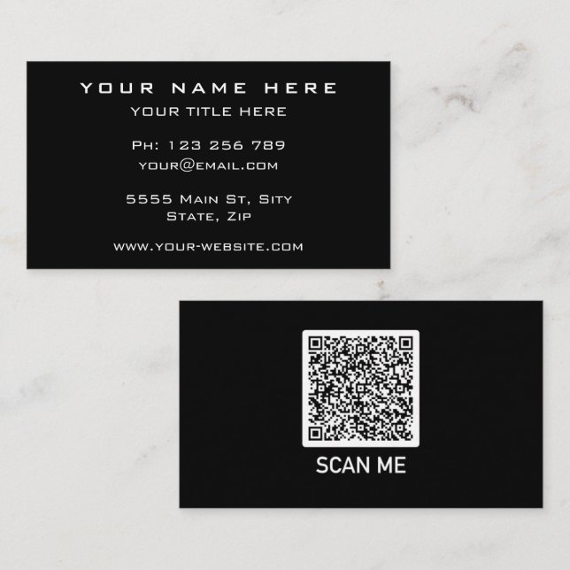 Exemple de Carte de visite de code QR (Devant / Derrière)