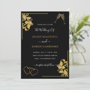 Exemple de Faire-part de mariage noir et or