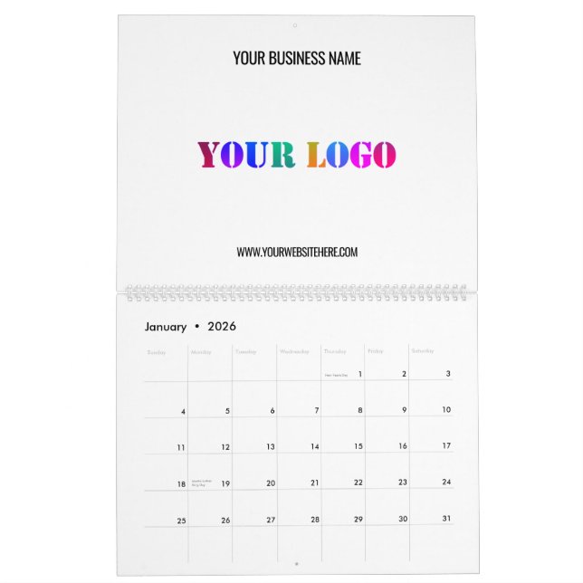 Exemple de logo et de calendrier commercial texte (Jan 2026)