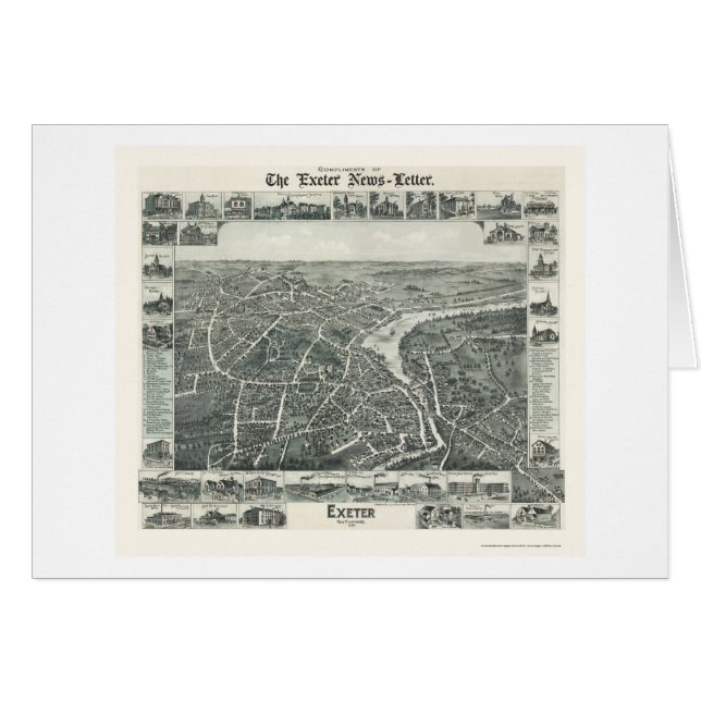 Exeter, carte panoramique de NH - 1896 (Devant horizontal)