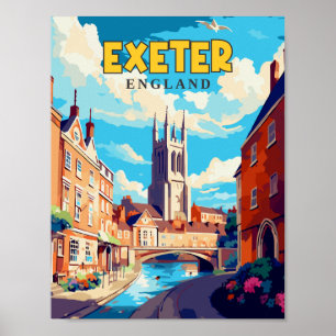 Exeter England Vintage-Reiseillustration Poster